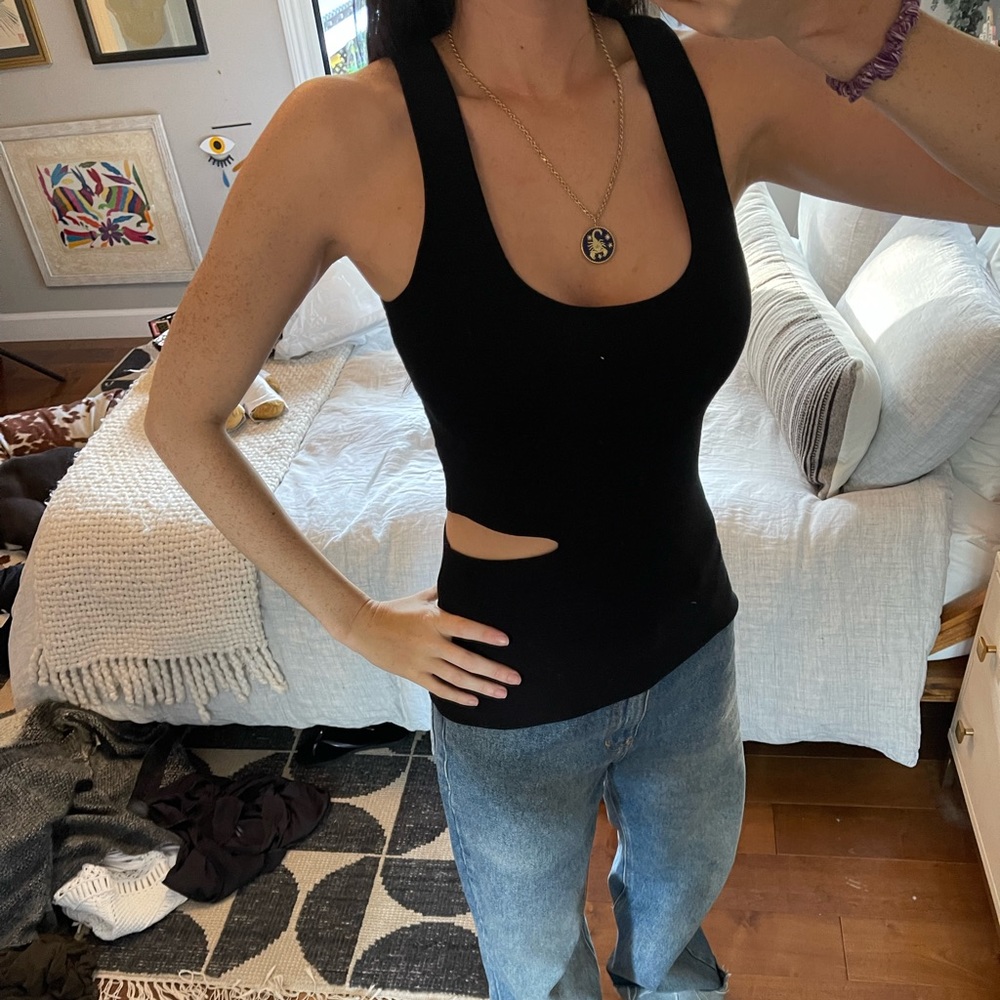 Alexander wang black tank with cut outs